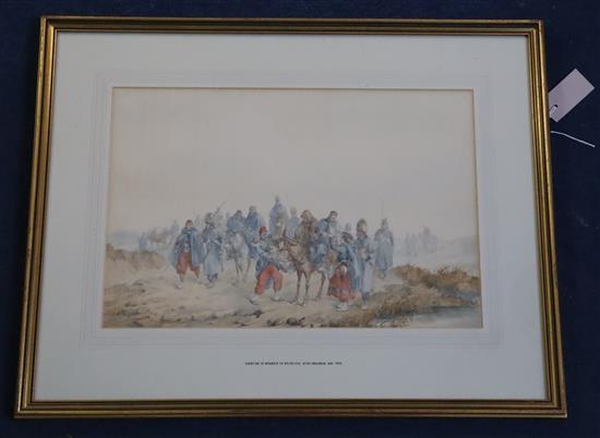 Orlando Norrie (1832-1901) The Field of Inkerman, November 5th 1854 and Carrying of Wounded to Balaclava 11.75 x 18in.
